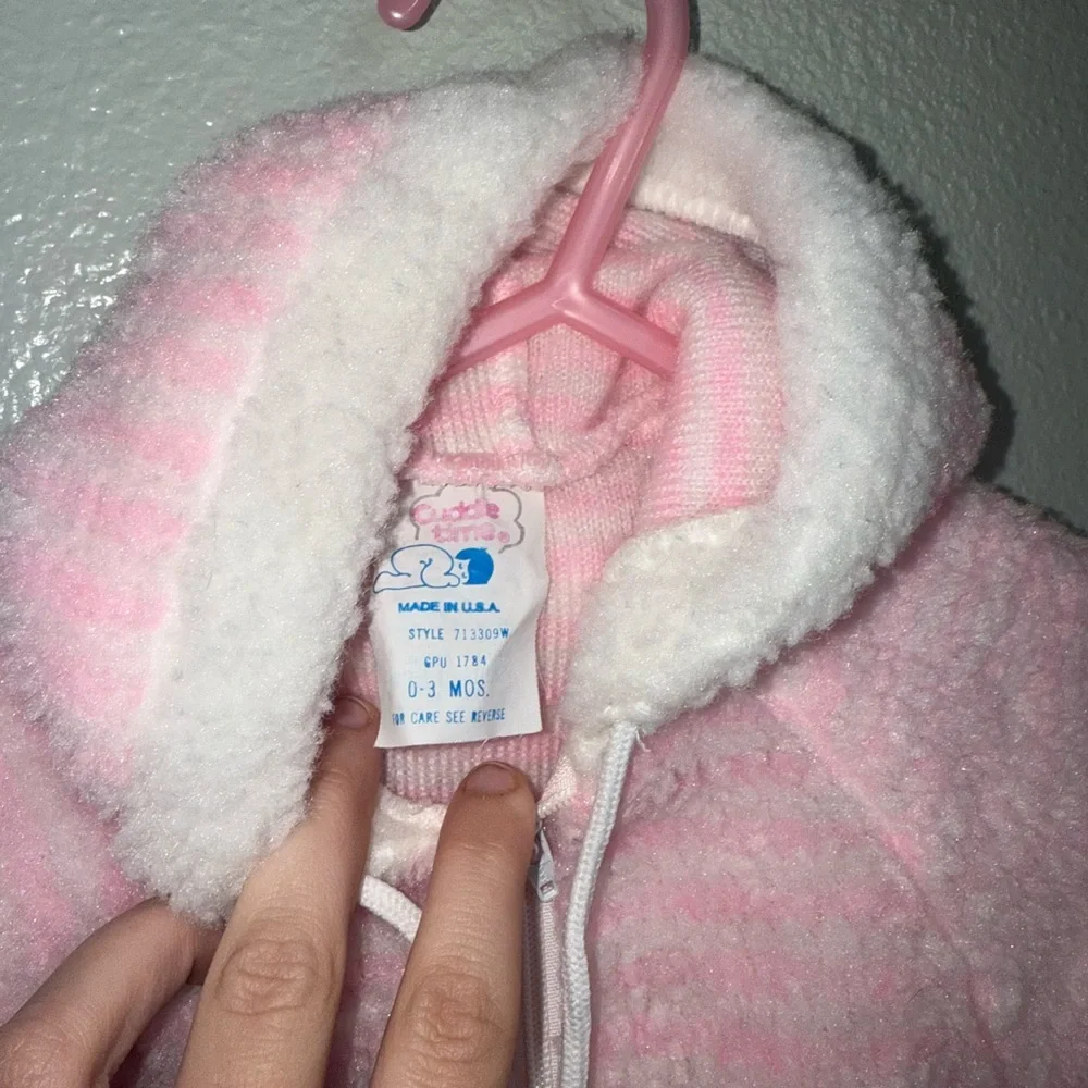 Vintage Cuddle Time Hooded Pram Suit Footed Pajamas Baby 0-3 Month Made in USA